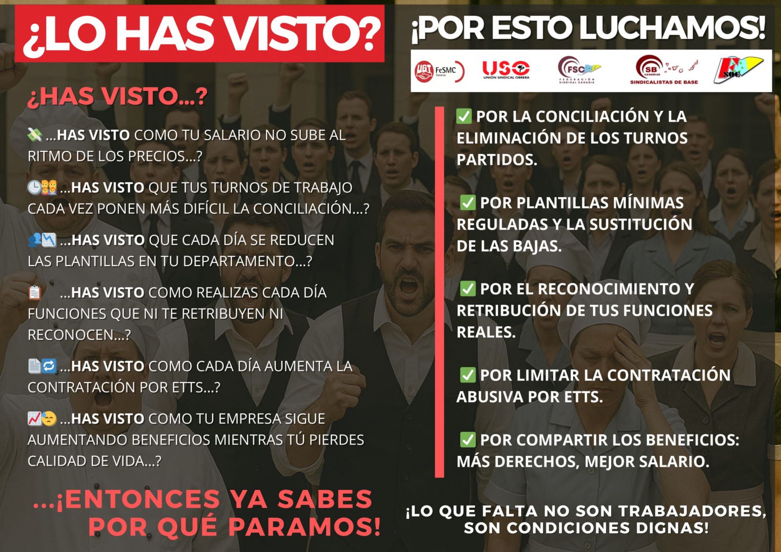 FSOC-FSC. Ha llegado el momento, Huelga General en la Hostelería de Canarias